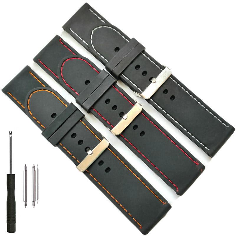 Watch Bands 26mm Silicone Rubber Band Contrast Stitched Strap For Fashion Casual Watches Multi Colors Black White Red Orange
Watch Bands 26mm Silicone Rubber Band Contrast Stitched Strap For Fashion Casual Watches Multi Colors Black White Red Orange