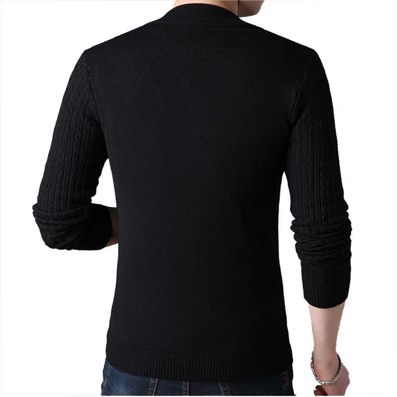 BROWON Cardigan Autumn Winter Knitted Cardigan for Men Sweater Slim Fit Sweaters Men Coat Pure Color Jacket Cardigan 211018