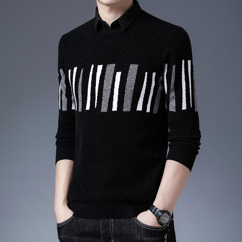 Men's Sweaters Brand Fashion Fake Two Sweater Men Wool Black Pullover Slim Fit Jumpers Knitred Korean Pull Homme Casual Clothing Y446, White;black
Men's Sweaters Brand Fashion Fake Two Sweater Men Wool Black Pullover Slim Fit Jumpers Knitred Korean Pull Homme Casual Clothing Y446, White;black