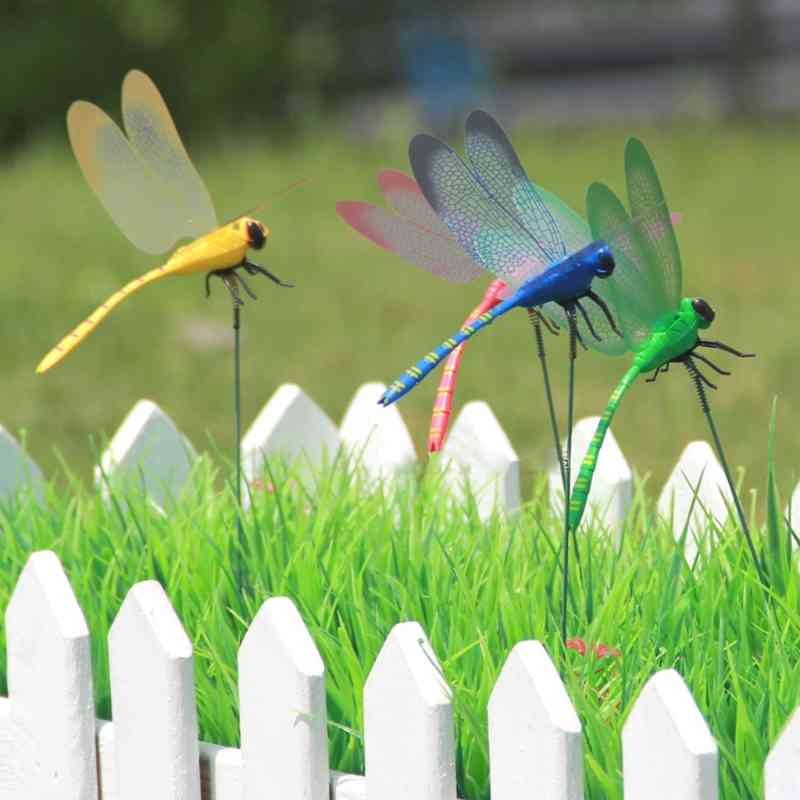 Colorful Fairy Dragonfly On Stok Ornament Home Garden Vaas Gazon Art Craft Decor