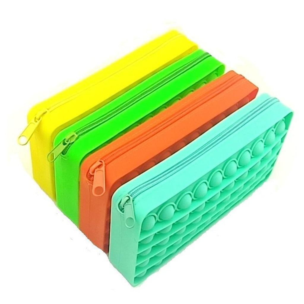 DHL Silicone Rainbow Push It Bubble Pencil Bag Case Fidget Toys Simple Dimple Bubble Finger Toys Decompression Relief Interactive School Pouches FY282
