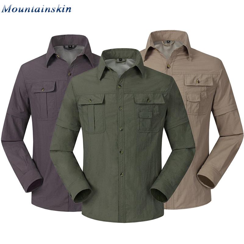 Quick Drying Outdoor Men Shirts Breathable Removable Clothes Camisa Pesca Sports Fishing Trekking Hiking Clothing
