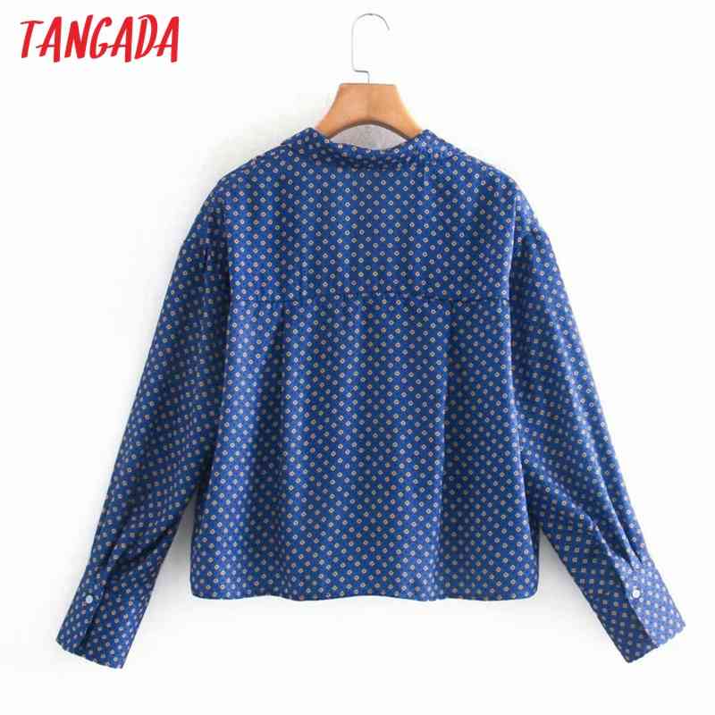 Women Oversized Flowers Print Crop Long Sleeve Chic Female Short Blouse Shirt Tops XN162 210416