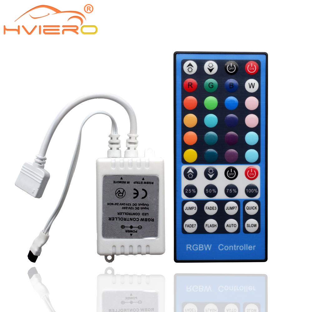 

4 Channels DC 12V - 24V RGBW Controller Dimmer 40Key 5Pins IR Remote Control For SMD 5050 RGBWW LED Strip Light