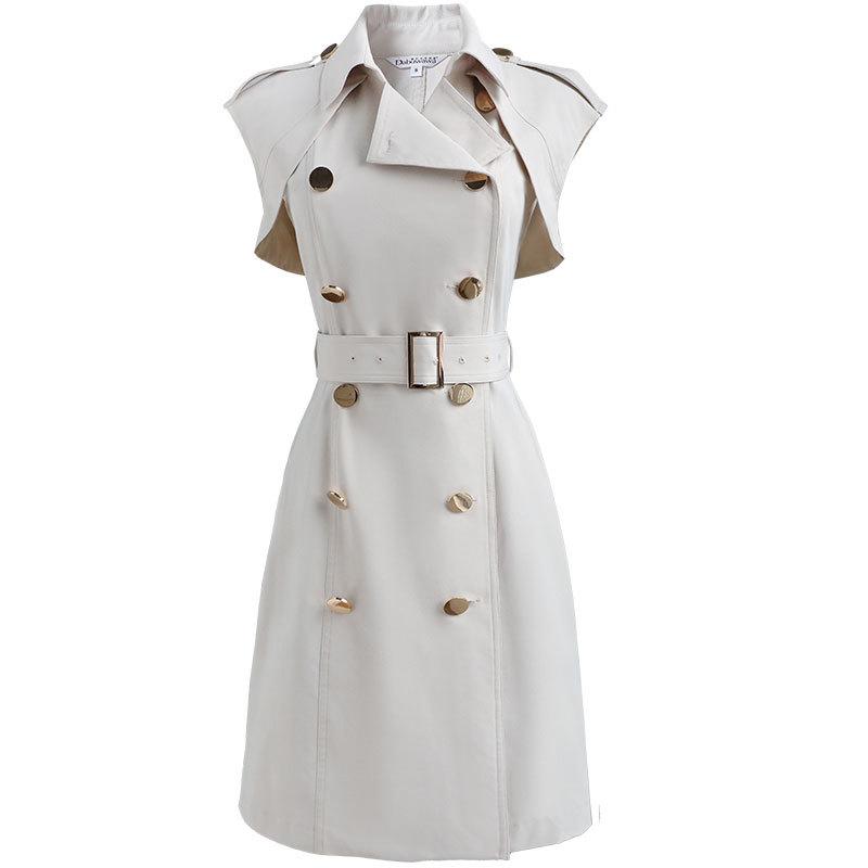 Dabuwawa Exclusive High Streetwear Split Sheath Dress Women Sleeveless Double Breasted Summer Sexy Dresses Female DO1BDR018 210520