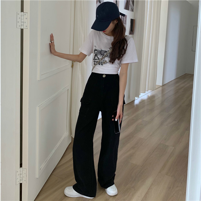 Nomikuma Causal Safari Style Women Pants Korean High Waist Long Trousers Autumn Pockets Wide Leg Pants Feminimos 6C620 210427
