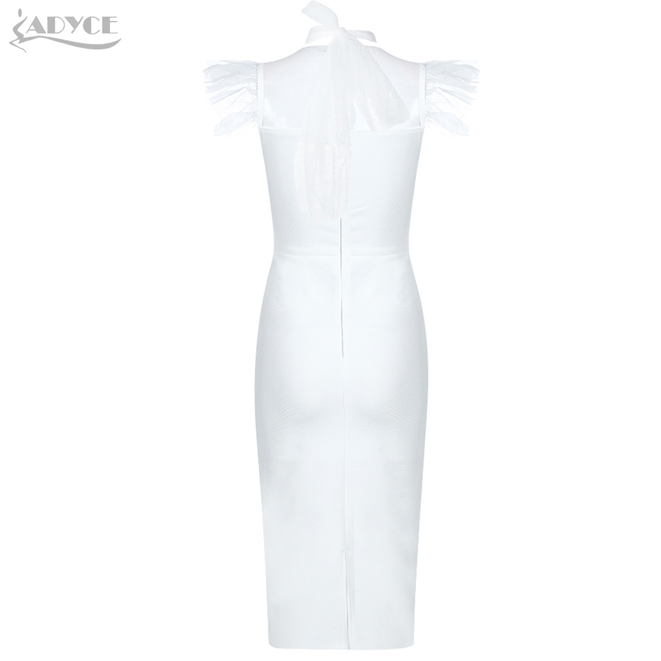 Summer White Ruffles Lace Bandage Dress Women Sexy Sleeveless Bodycon Club Celebrity Evening Party Vestidos 210423