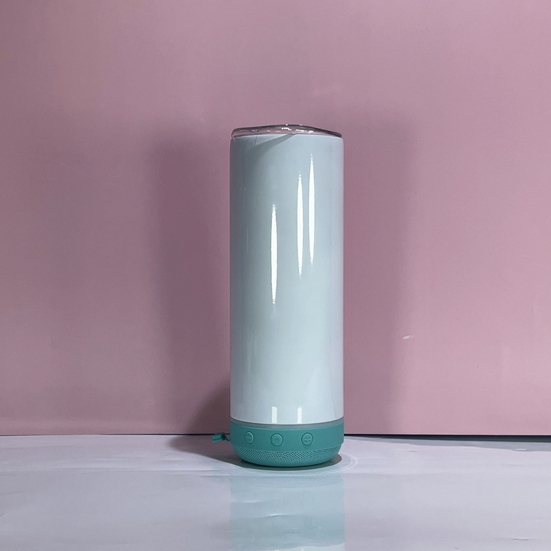 20oz Bluetooth Speaker Tumblers Straight Sublimation Skinny tumbler with wireless Mini Speaker stainless steel vacuum insulated music cup Coffee drink