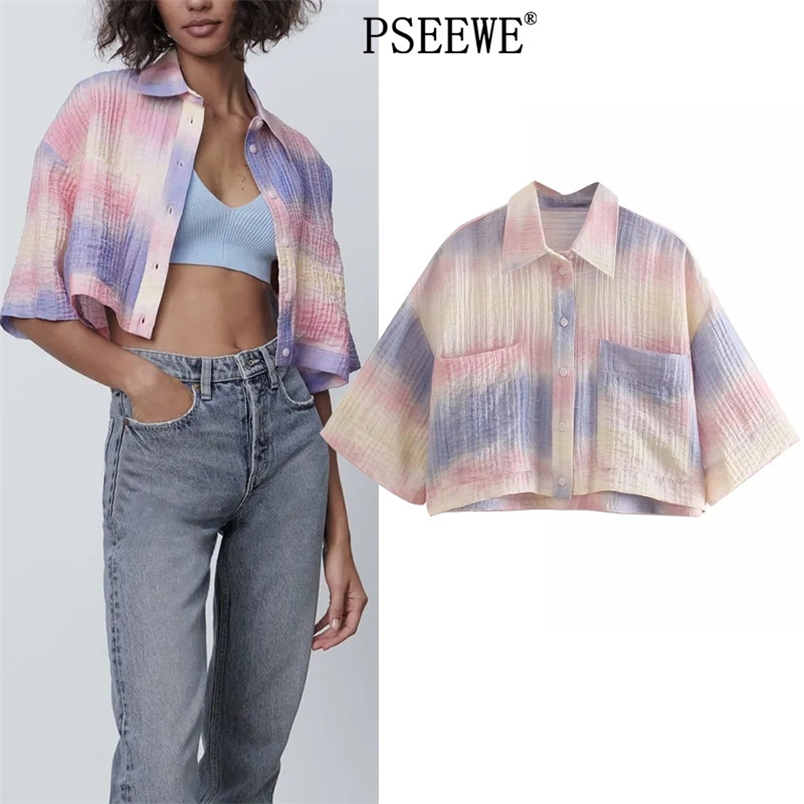 Tie Dye Women Shirts Summer Fashion Short Sleeve Crop Top Chic Woman Blouse Streetwear Pocket Button Up Shirt 210519, Multi
Tie Dye Women Shirts Summer Fashion Short Sleeve Crop Top Chic Woman Blouse Streetwear Pocket Button Up Shirt 210519, Multi