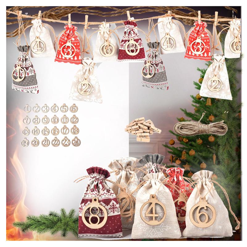 Christmas Decorations Decor Accessories 24pcs Digital Wooden Drawstring Burlap Bag Sign Advent Calendar Countdown Gift #50
Christmas Decorations Decor Accessories 24pcs Digital Wooden Drawstring Burlap Bag Sign Advent Calendar Countdown Gift #50