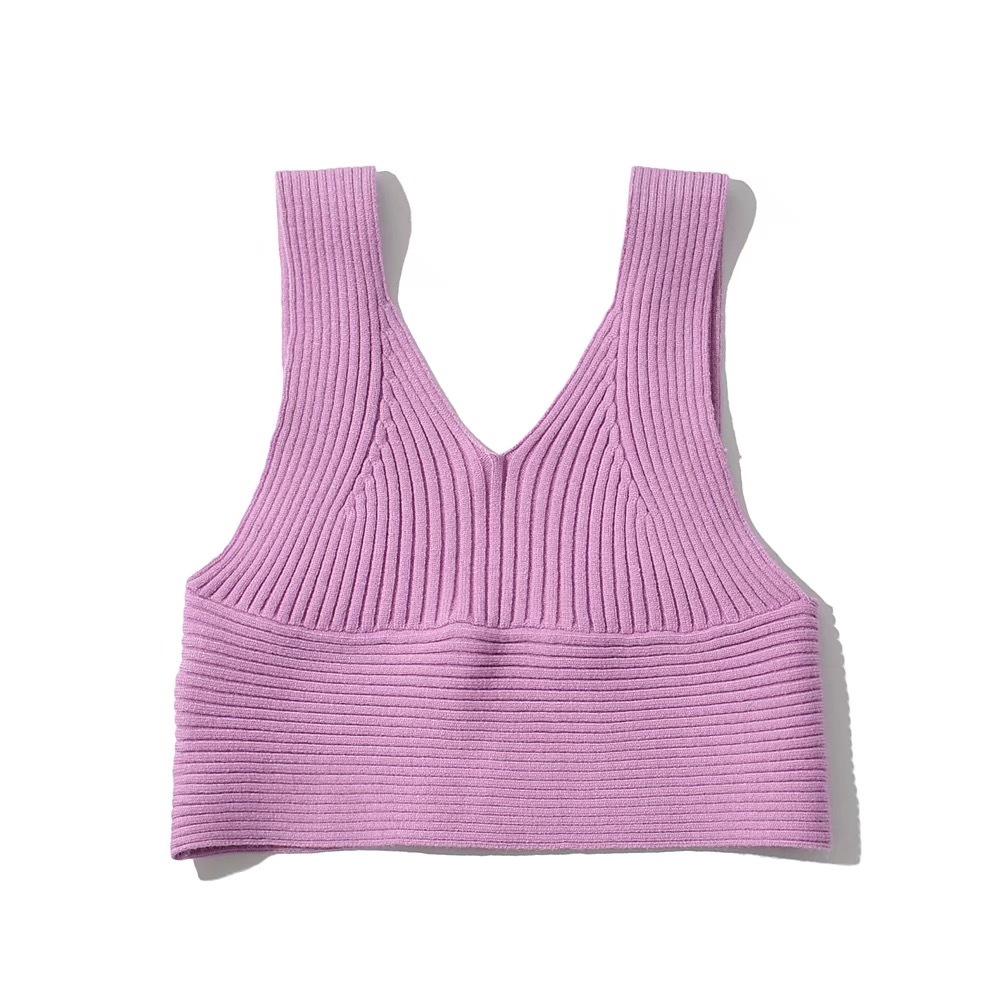 Sexy Knitted Chest Crescent V neck Camis Women Spaghetti Strap crop Top Camisetas Strappy Bra Tank Vest Tee 6 color 210429