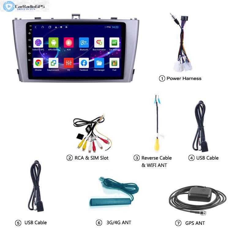 Car Dvd Player for TOYOTA AVENSIS 2009 2010 2011 2012-2015 10.1inch Touch Screen Android head unit support Carplay TPMS DVR OBD II Rear camera