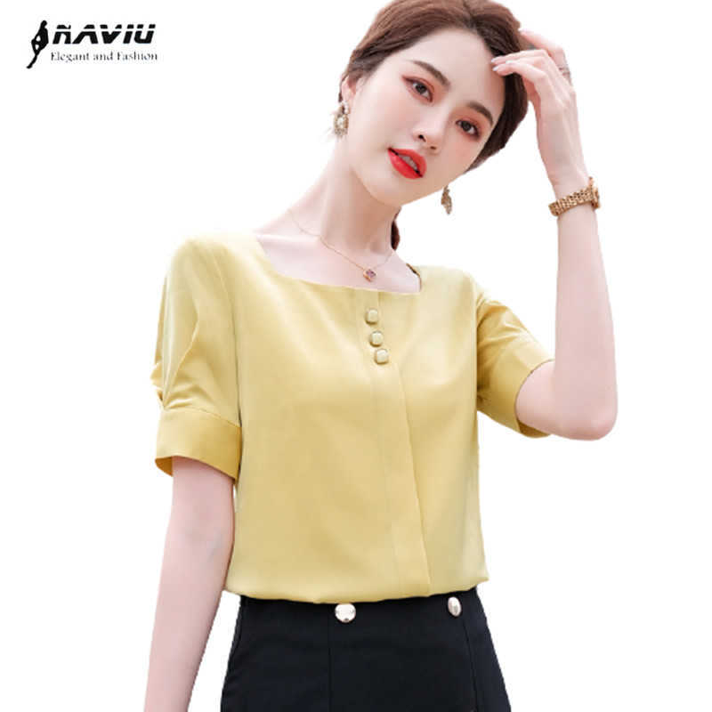 Yellow Short Sleeve Shirt Women Summer Fashion Temperament High End Chiffon Blouses Office Ladies Work Tops 210604, White
Yellow Short Sleeve Shirt Women Summer Fashion Temperament High End Chiffon Blouses Office Ladies Work Tops 210604, White