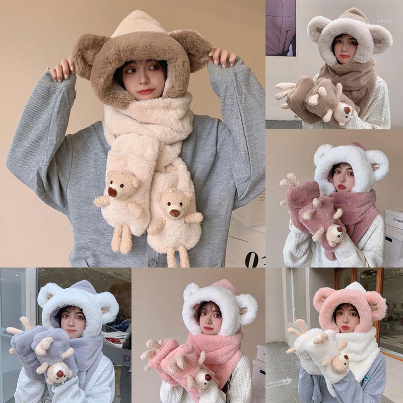 Scarves Ladies Cute Cartoon Plush Bear Ears Gloves Hat Scarf All-in-one Three-Piece Set Thicken Warm One-piece, Blue;gray
Scarves Ladies Cute Cartoon Plush Bear Ears Gloves Hat Scarf All-in-one Three-Piece Set Thicken Warm One-piece, Blue;gray