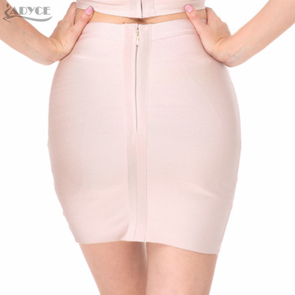 Summer Sexy Bodycon Slim Stretch Pencil Bandage Skirts Nude Pink Celebrity Evening Party Skirt 210423
