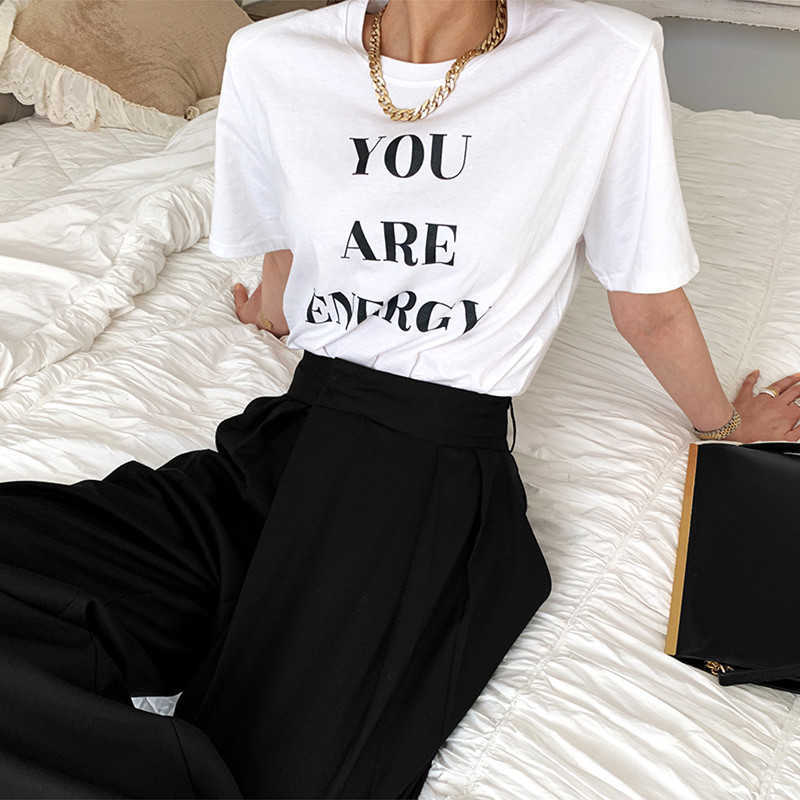 Korean Letters Printed Woman Tshirts Short Sleeve Oneck Causal Graphic T Shirts Spring Summer Tops Tee 6F754 210603Z