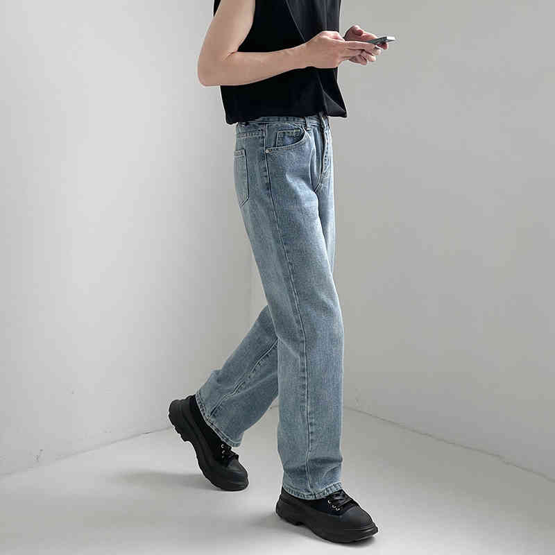 IEFB Straight Blue Jeans Men's Korean Denim Pants Casual Versatile Trend Loose Streetwear Vintage Trousers 9Y7567 210524