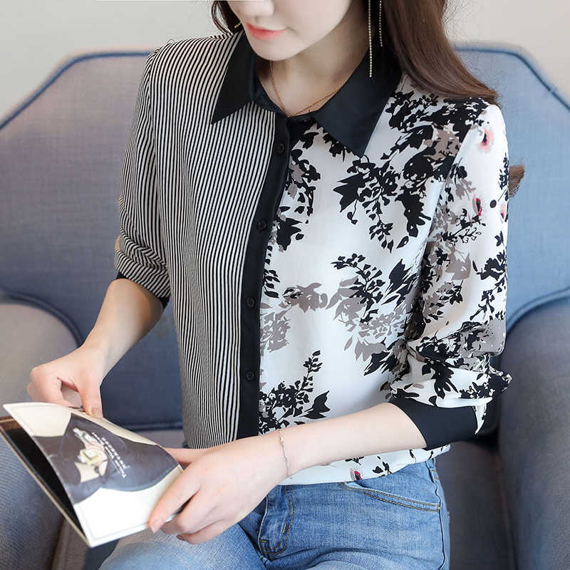 Korean Women Shirts Chiffon Blouses for Striped Tops Woman Long Sleeve Blouse Print Plus Size Top 210604
Korean Women Shirts Chiffon Blouses for Striped Tops Woman Long Sleeve Blouse Print Plus Size Top 210604