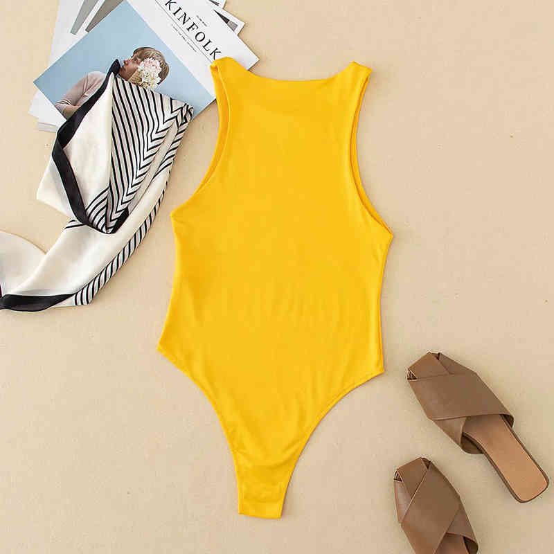 Summer Women Sexy BodySuit Girl Yellow Casual Slim Jumpsuit O Neck Streetwear Blue Off Shoulder Romper Orange Bodycons 210521