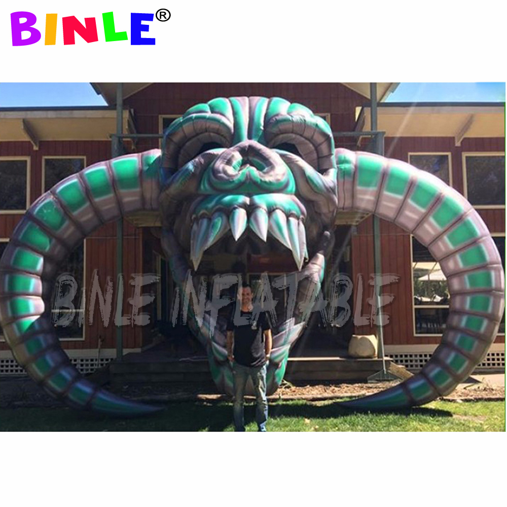 sale giant horror bending inflatable halloween skull hanging head skeleton for party decoration