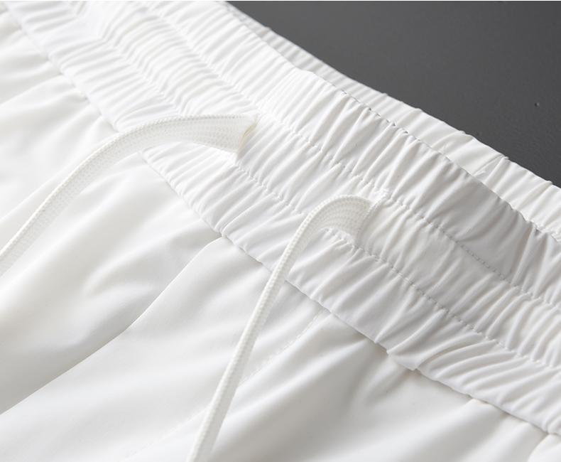Silky Summer Luxury Cool Elastic Waist Men Casual Plus Size 3XL 4XL Fashion Ice Silk White Pants Man Men's
