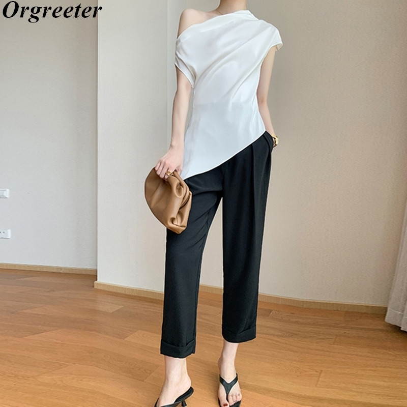 ummer Elegant Lady Chic Slash neck Ruched Solid Tee and High Waist Harem pants Two piece set Women Off shoulder Tshirt 210525, Only shirt
ummer Elegant Lady Chic Slash neck Ruched Solid Tee and High Waist Harem pants Two piece set Women Off shoulder Tshirt 210525, Only shirt
