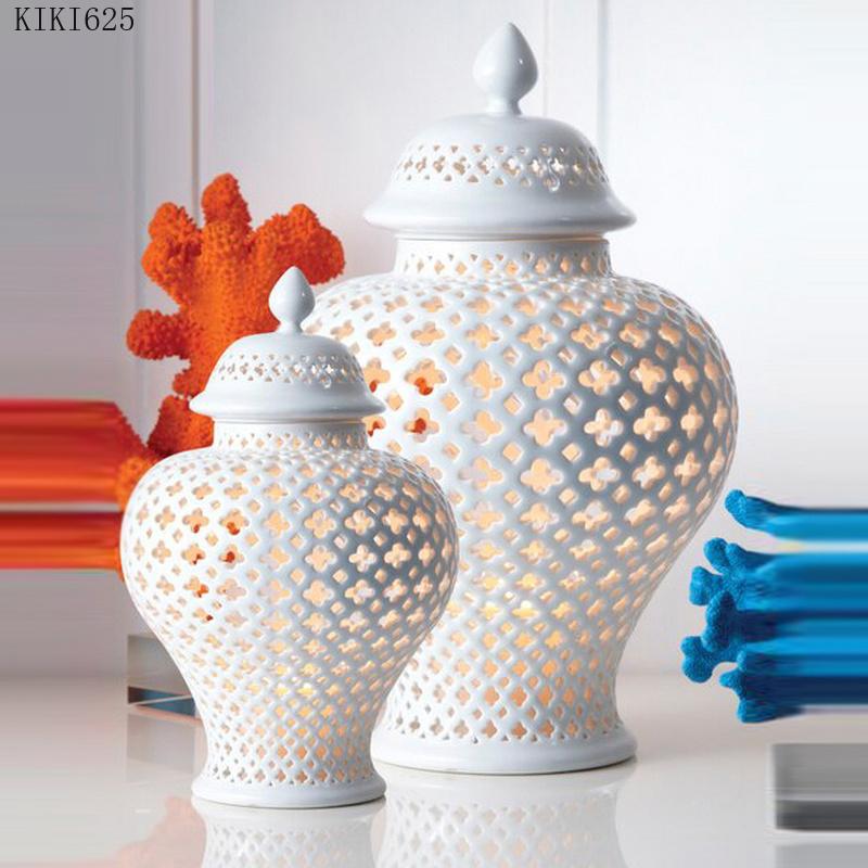 Vases White Ceramic Hollow Vase General Jar With Lid Retro Crafts Storage Room Flower Arrangement Home Decoration Gift
Vases White Ceramic Hollow Vase General Jar With Lid Retro Crafts Storage Room Flower Arrangement Home Decoration Gift
