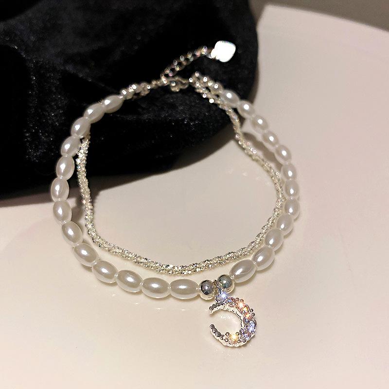 Beaded, Strands LoveLink Elegant For Women Fashion Zircon Moon Metal Bracelet Natural Pearl Silver Double Chain Jewelry Gifts
Beaded, Strands LoveLink Elegant For Women Fashion Zircon Moon Metal Bracelet Natural Pearl Silver Double Chain Jewelry Gifts