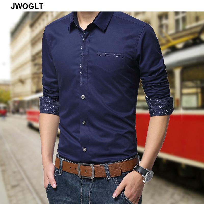 Autumn Men's Long Sleeved Shirt Korean Style Regular Fit Button-down Cotton White Social Shirts Casual