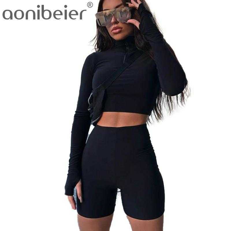 2 Piece Set Long Sleeve Crop Tops and Bodycon Short Fitness Suit Summer Autumn Green Turtleneck Tracksuit 210604
2 Piece Set Long Sleeve Crop Tops and Bodycon Short Fitness Suit Summer Autumn Green Turtleneck Tracksuit 210604