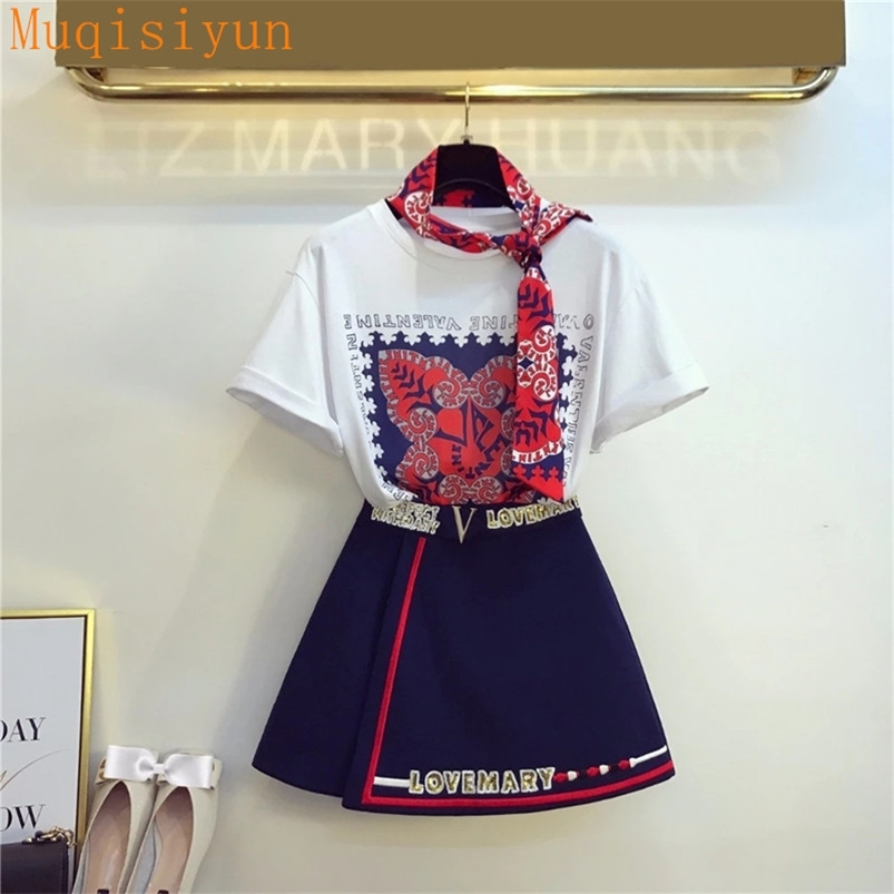 Summer Women Europe Style Short Sleeves T-shirt + Skirt 2 pcs sets Fashion Female Suits A1254 210428, Gray
Summer Women Europe Style Short Sleeves T-shirt + Skirt 2 pcs sets Fashion Female Suits A1254 210428, Gray