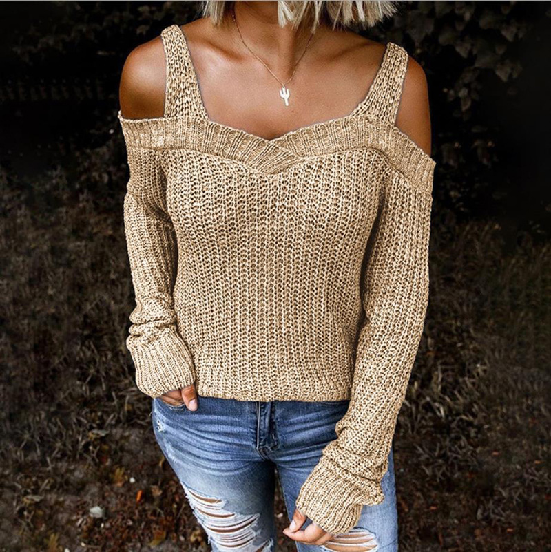 Autumn new sling strapless sweater solid color casual long-sleeved shoulders, White;black
Autumn new sling strapless sweater solid color casual long-sleeved shoulders, White;black