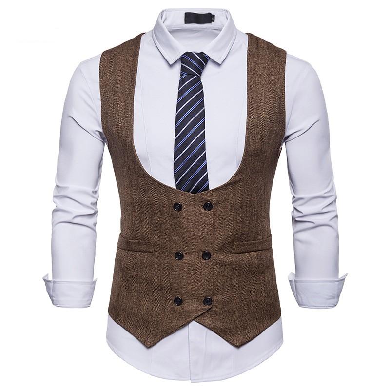 Men' Vests Double-breasted Men Suit Vest Big U-neck British Slim Fit Waistcoat Male Khaki Black White Wedding Prom Dress Gilet Homme
Men' Vests Double-breasted Men Suit Vest Big U-neck British Slim Fit Waistcoat Male Khaki Black White Wedding Prom Dress Gilet Homme