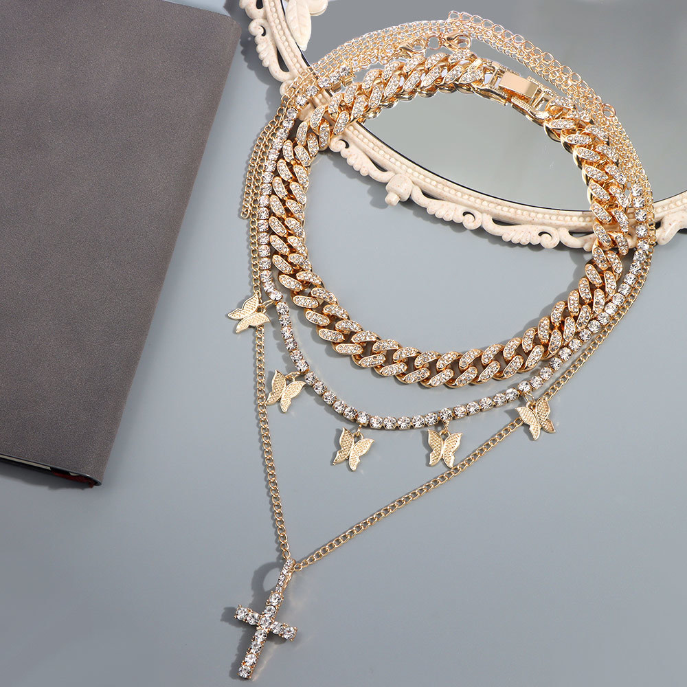 Caraquet Multilayer Crystal Cross Butterfly Tennis Chain Pendant Necklace For Women Golden Cuban Choker Necklace Trendy Jewelry X0509
Caraquet Multilayer Crystal Cross Butterfly Tennis Chain Pendant Necklace For Women Golden Cuban Choker Necklace Trendy Jewelry X0509