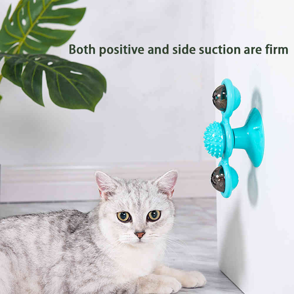 Cat Windmill Toy Portable Scratch Hair Brush Cat Toys With Catnip LED Ball Teeth Cleaning Pet Products Cats Puzzle Training Toy