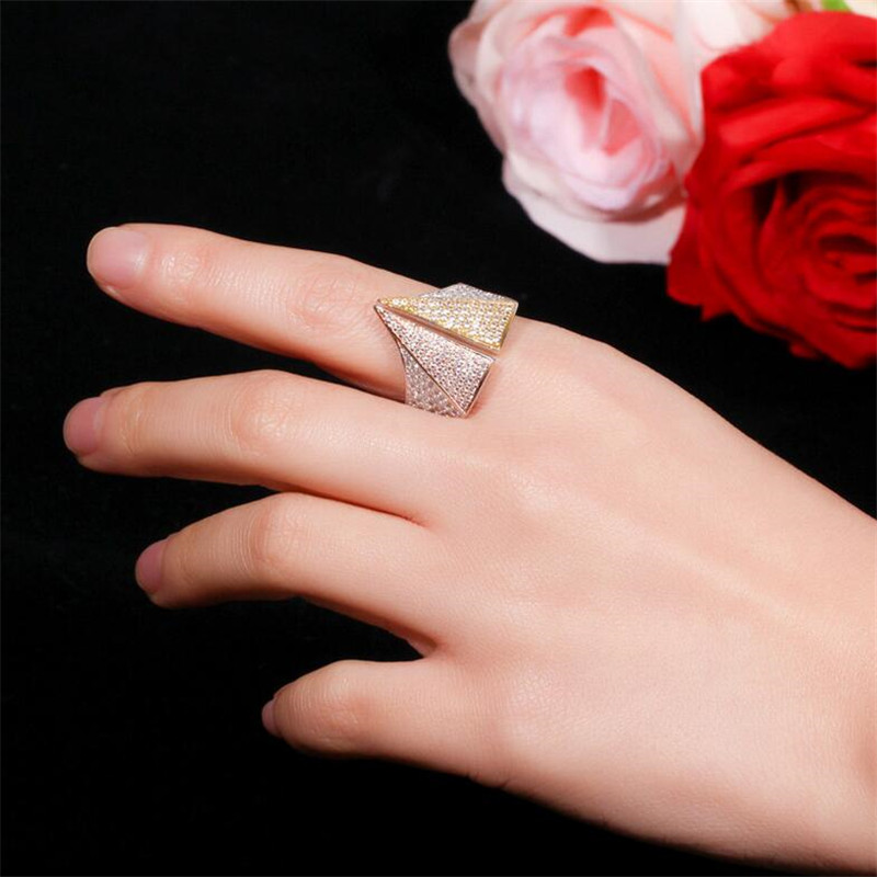 Choucong Brand Cocktail Top Sell Luxury Jewelry 18K Gold Fill Pave White Sapphire CZ Diamond Gemstones Handmade Party Women Wedding Engagement Adjusta