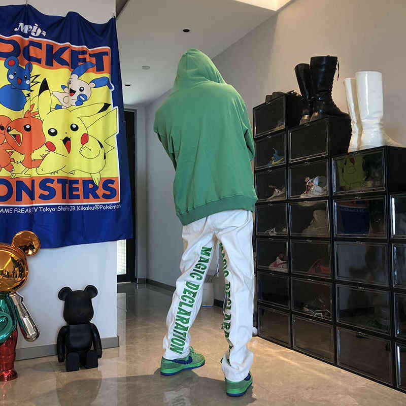 Streetwear men baggy jeans Autumn style Korean trend embroidery loose straight wide leg long pants for and wo 211111