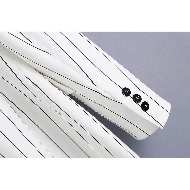 Women Two Pieces Set Striped Blazer and Loose Trousers Suit Fashion Casual Chic Lady Outfits 210517