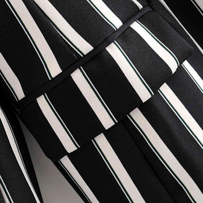 Women Autumn-Spring Fashion Striped hm Blazer Female Chic Black With White Long Sleeve Street-wear Jacket marynarka damska 210421