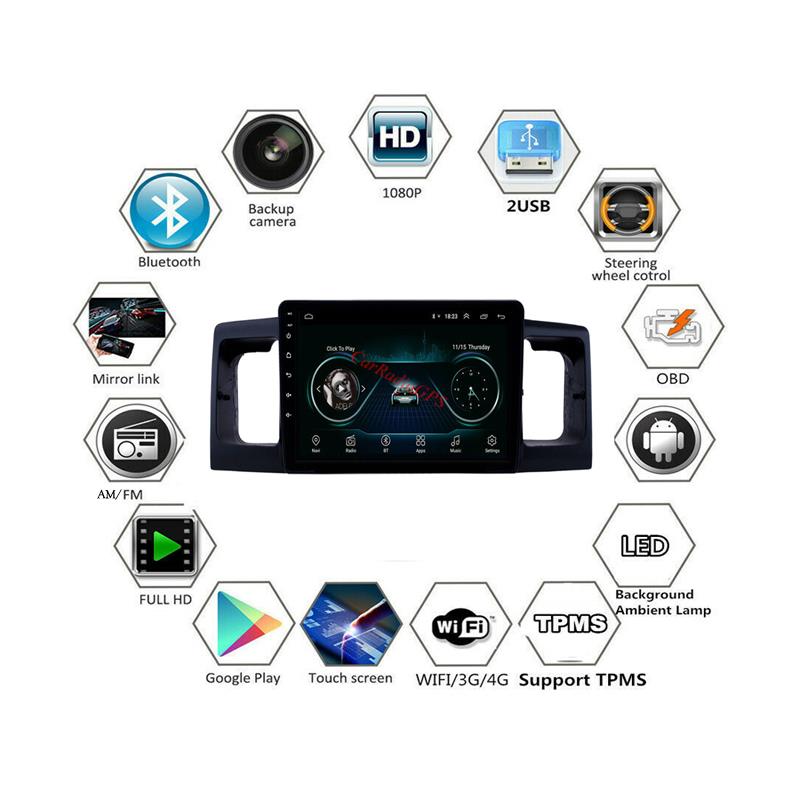 Car Dvd Touch Screen Android Stereo Radio Multimedia Player Gps for Toyota Corolla/BYD F3 2013 with WIFI Bluetooth Music USB Mirror Link RearView Came