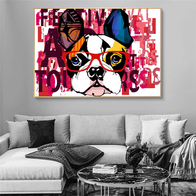 Graffiti Abstract Animal Posters Canvas Painting Funny Dog Pictures Canvas Prints Wall Art For Living Room Modern Home Decor