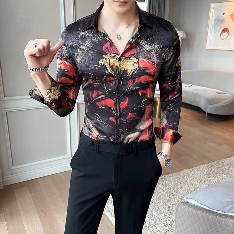 Spring Flower Shirts Men Long Sleeve Male Business Casual Dress Shirts Streetwear Social Nightclub Party Camisa Masculina 210527, Black
Spring Flower Shirts Men Long Sleeve Male Business Casual Dress Shirts Streetwear Social Nightclub Party Camisa Masculina 210527, Black