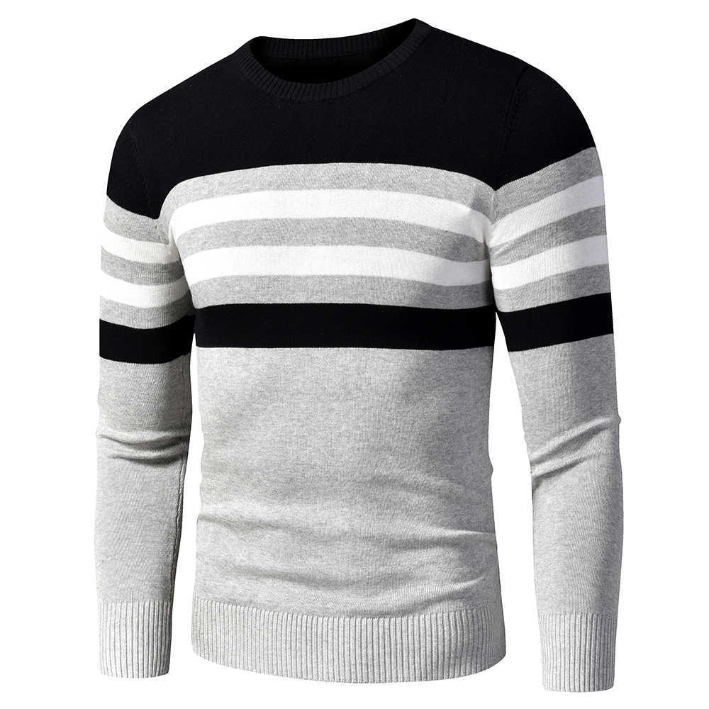 4XL Men Autumn Casual Striped Thick Fleece Cotton Sweater Pullovers Men Outfit Fashion Vintage O-Neck Coat Sweater Men 210818