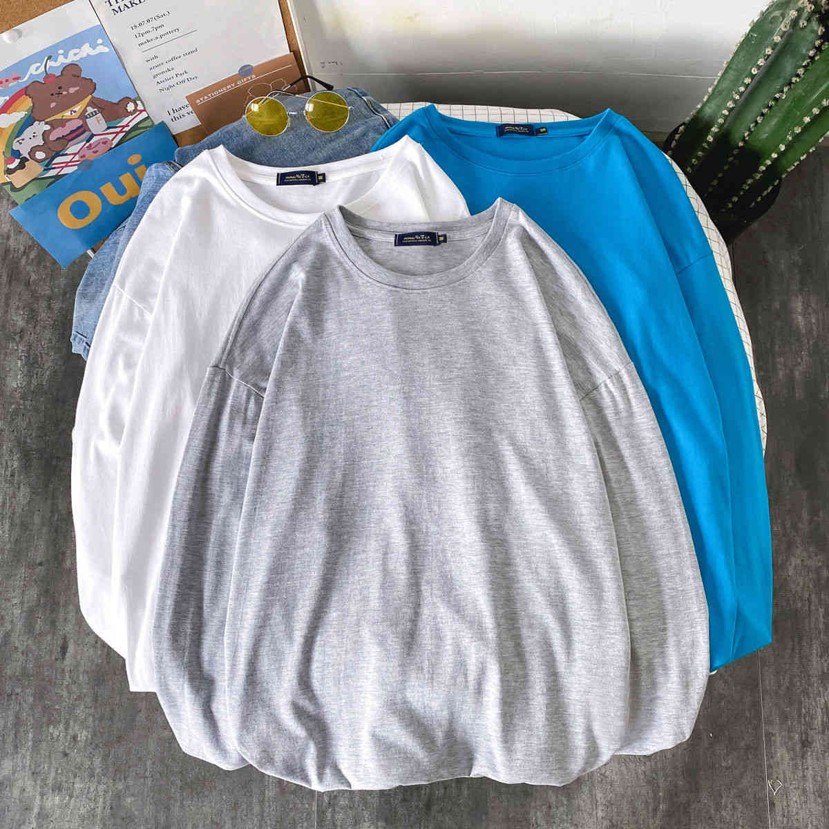 Privathinker 10 Solid Color Women Long Sleeve T shirts Korean Women's Long Sleeve Tees Oversized Woman Casual t-shirt Tops 210406
