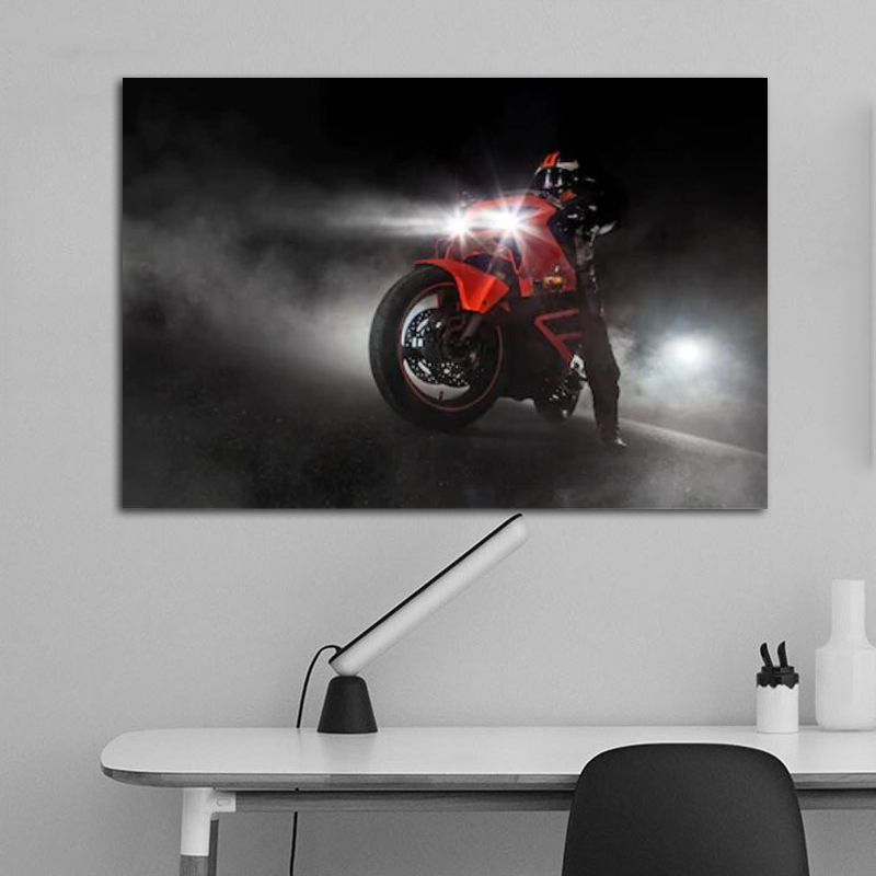 RELIABLI ART Cool Motorcycle Pictures Canvas Painting Black And White Posters And Prints Wall Art For Living Room Decoration