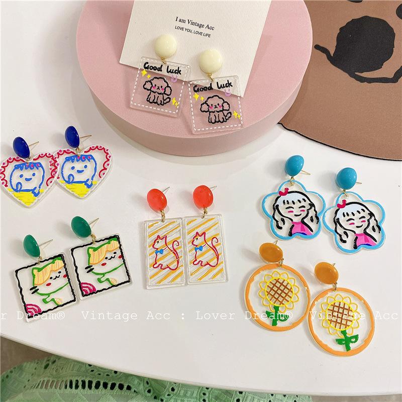 Dangle & Chandelier Cute Acrylic Earrings Summer Samll Cat Cartoon Painting Lovely For Girls Candy Colored Unique Sweet Earring, Silver
Dangle & Chandelier Cute Acrylic Earrings Summer Samll Cat Cartoon Painting Lovely For Girls Candy Colored Unique Sweet Earring, Silver