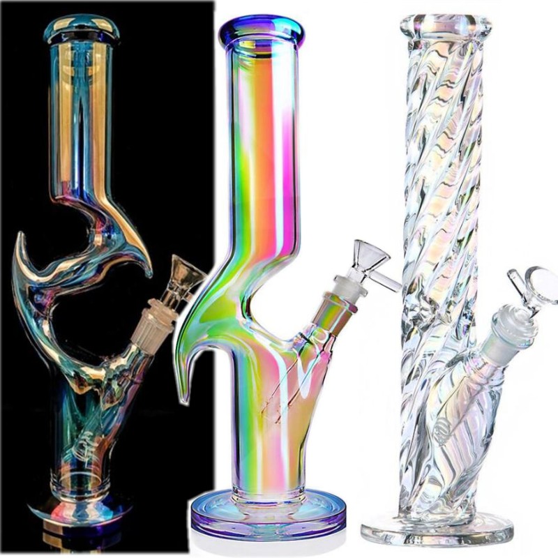 Glow at night Glass Bongs Water Pipes Smoking Pipe Hookahs with Dome Percolator Recycler Oil Rigs