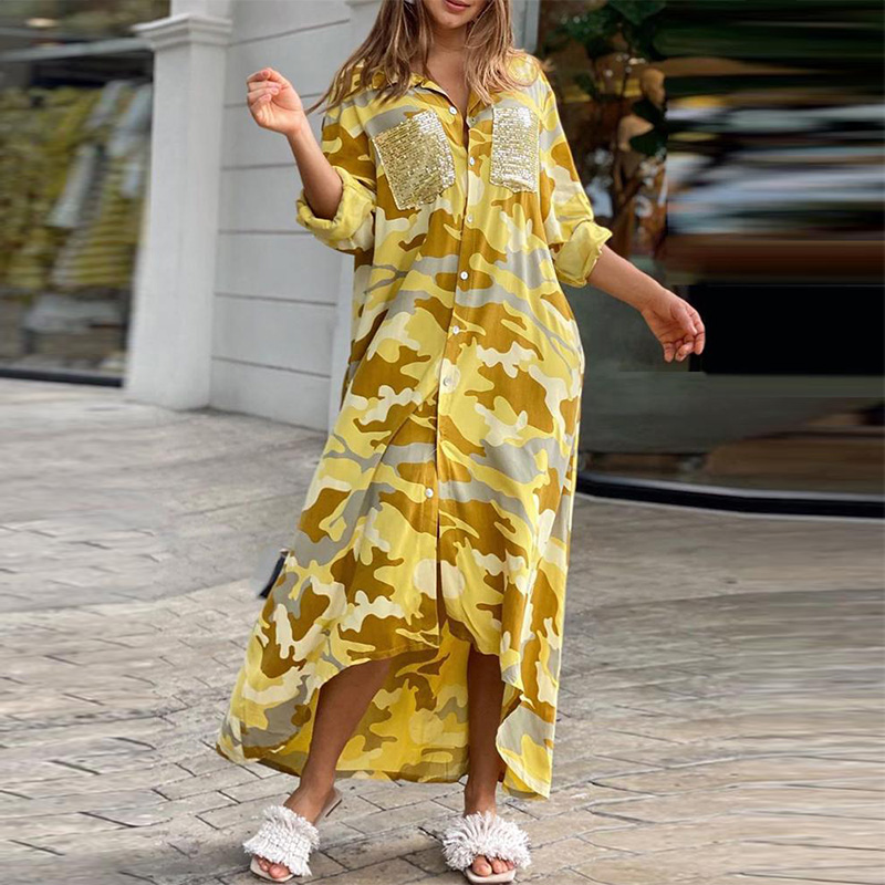 2021camouflage print shirt dress women single breasted button beach 2021 spring long dress turn-down collar sequin pocket dress, Black;gray
2021camouflage print shirt dress women single breasted button beach 2021 spring long dress turn-down collar sequin pocket dress, Black;gray