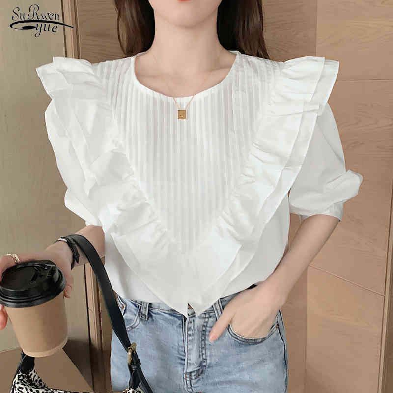 Fashion Female Retro Style Slimming Blouse Ruffled O-neck Cotton Shirt Solid White Sweet Puff Sleeve Women' 14062 210521, Blue
Fashion Female Retro Style Slimming Blouse Ruffled O-neck Cotton Shirt Solid White Sweet Puff Sleeve Women' 14062 210521, Blue