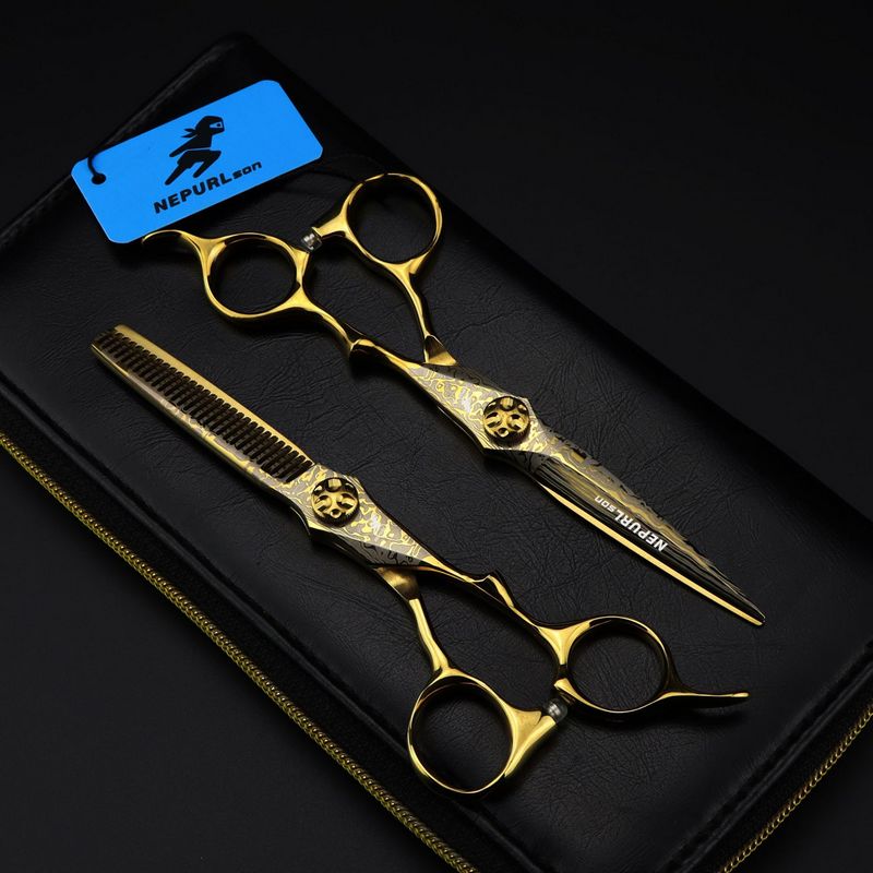 NEPURLSON hair cutting scissors Mcg-15 golden Damascus 6.0 inch barber professional